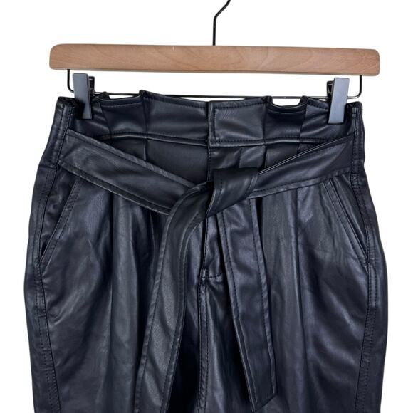 BLANKNYC NWT 25 Black Faux Leather Belted Zip Hook Eye Clasp Mini Skirt Pockets - Picture 3 of 7